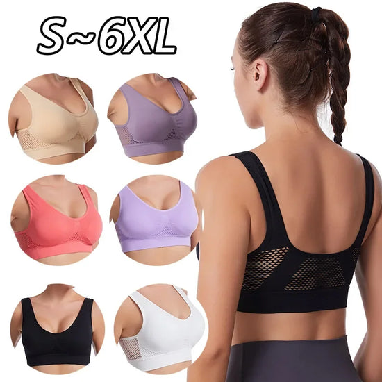 Sport Bra Yoga Sports Bra Women Breathable Mesh Bralette Large Size Wirefree Workout Top