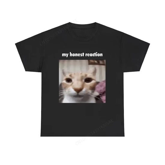 My Honest Reaction T-shirts Funny Cat Printed T-Shirts Women Casual Short Sleeve Tees Woman&