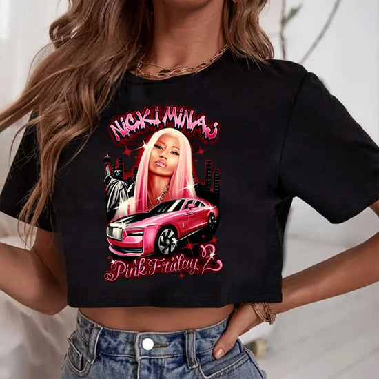 Nicki Minaj Pink Friday 2 Crop Tops Nicki Minaj Crop Tops Nicki Minaj Music Album O-Neck Short Sleeves Crop Tops