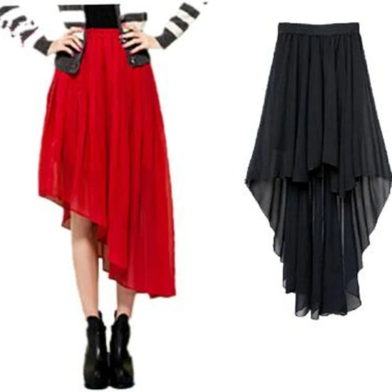 2025 New bohemian rainbow color length chiffon irregular skirts,  sexy women skirts,party skirts