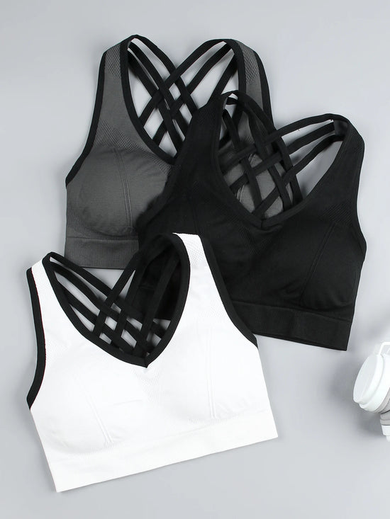Solid Color Women Cross back Fitness Sport Bra Top Comprehensive Training Gym Fitness Yoga Underwear