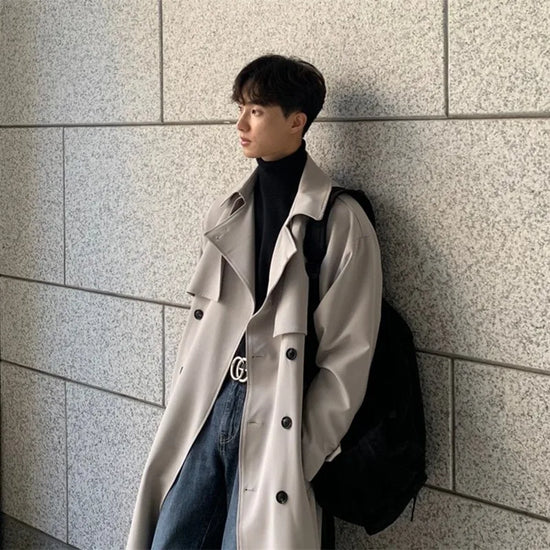 Trench coat man Brand New Long Trench Korean Men&